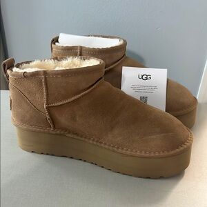 UGG Women's Tan Suede Platform Boots